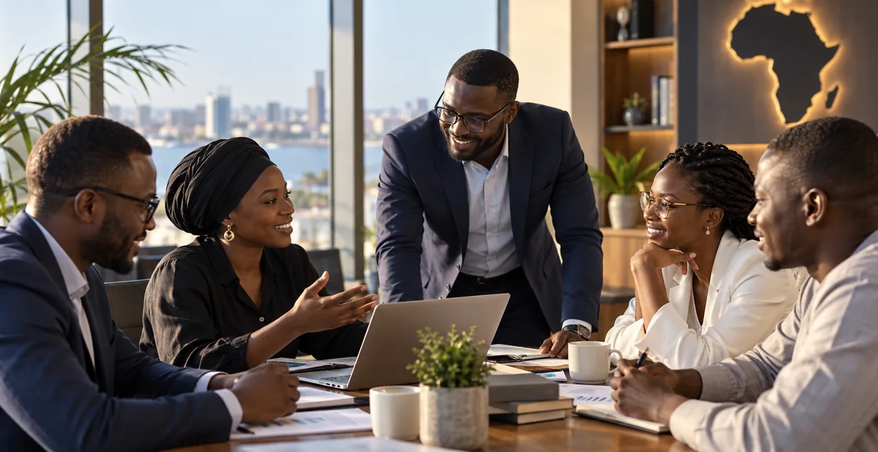 Une équipe ORFINCO en séance de travail avec un client, à Dakar
